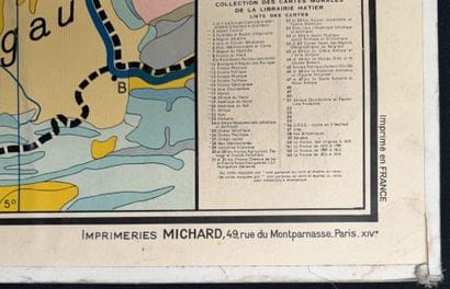 Lot de 5 cartes scolaires en couleurs : régions...
