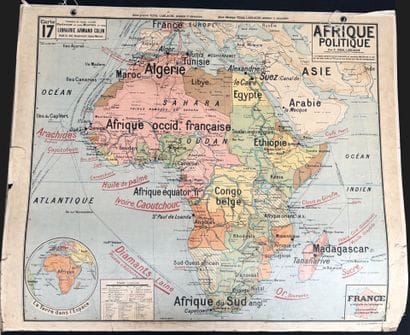 Lot de 4 cartes scolaires en couleurs : Maroc,...