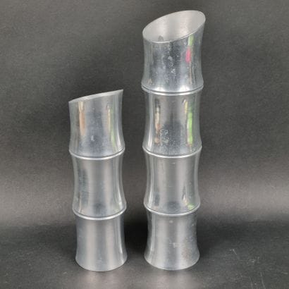 Lot de 2 vases en fonte d'aluminium à l'imitation...