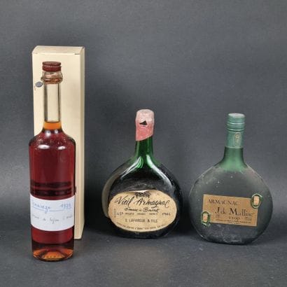 Lot de 3 b. d'ARMAGNAC : 1 b. J. de Malliac...