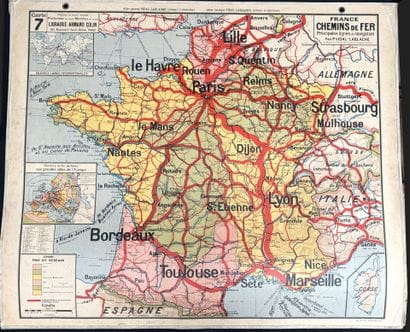 Lot de 5 cartes scolaires en couleurs : régions...