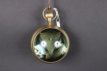 Grande pendule sphérique en laiton et verre,...