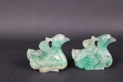 CHINE. Lot de deux sujets en spath fluor...