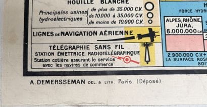 Lot de 5 cartes scolaires en couleurs : régions...