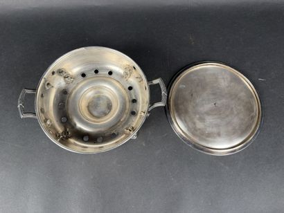 CHRISTOFLE. Chauffe-plat en métal argenté,...