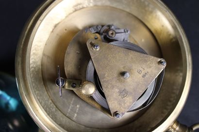 Grande pendule sphérique en laiton et verre,...