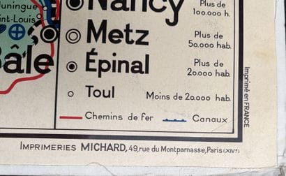 Lot de 5 cartes scolaires en couleurs : régions...