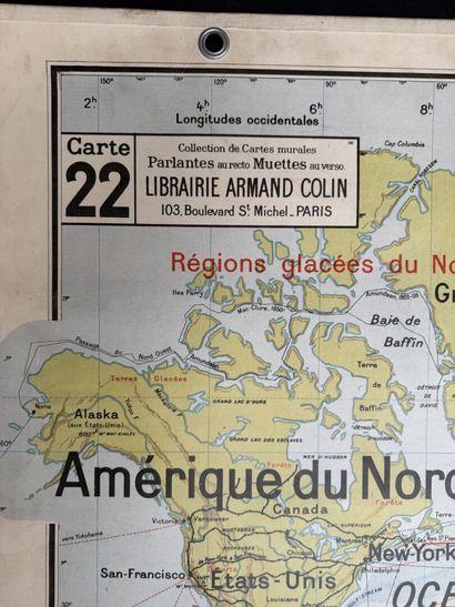 Lot de 5 cartes scolaires en couleurs : Cours...