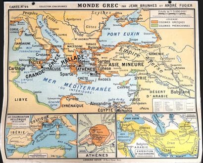 Lot de 5 cartes scolaires en couleurs : L'Italie...