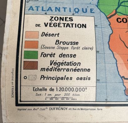 Lot de 4 cartes scolaires en couleurs : Maroc,...
