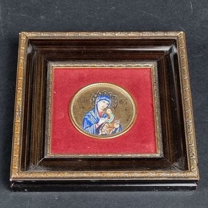 Miniature à la gouache représentant une Vierge...