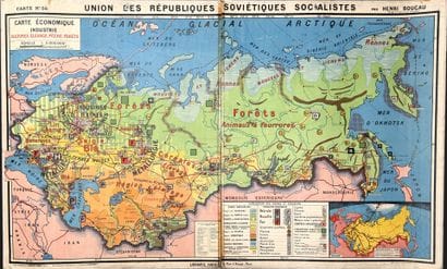 Lot de 3 cartes scolaires en couleurs : Union...