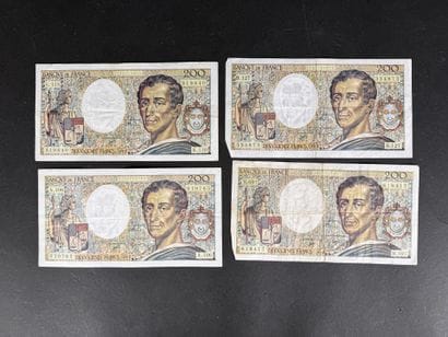 Lot de 4 billets de 200F Montesquieu (petites...