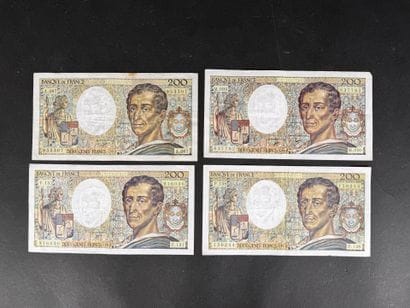 Lot de 4 billets de 200F Montesquieu (petites...