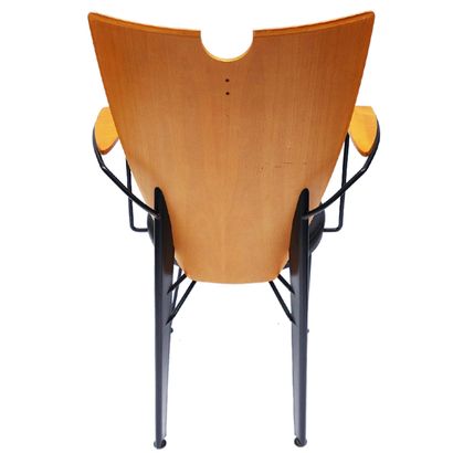SET OF FOUR CHAIRS, wood and black epoxy...