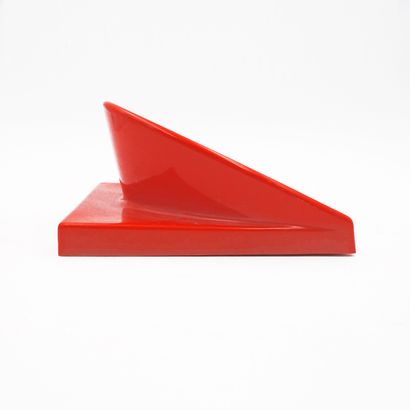 THREE WALL HANGERS in orange-red ABS plastic....
