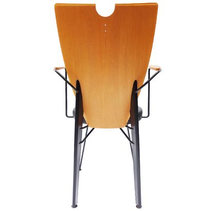 SET OF FOUR CHAIRS, wood and black epoxy...