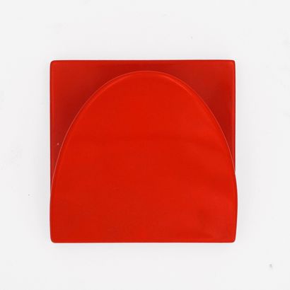 THREE WALL HANGERS in orange-red ABS plastic....
