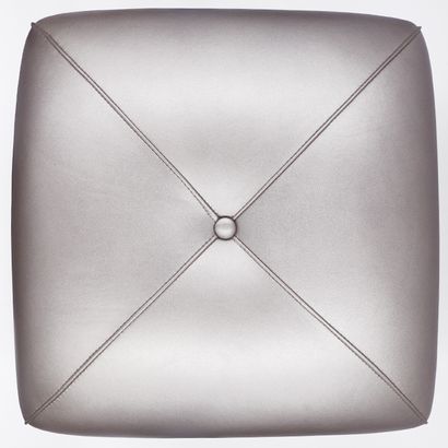 FOUR wooden POUFS, taupe metallic leather...