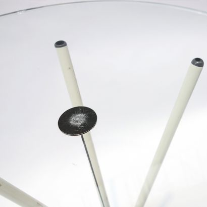 CASSINA editor, glass plastic pedestal table....
