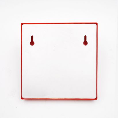 THREE WALL HANGERS in orange-red ABS plastic....