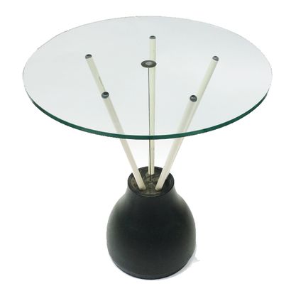 CASSINA editor, glass plastic pedestal table....