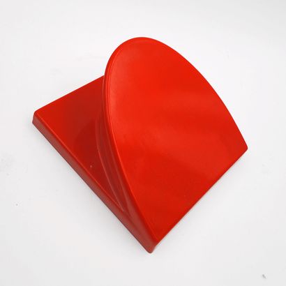 THREE WALL HANGERS in orange-red ABS plastic....