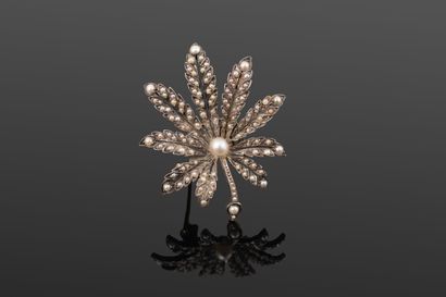 Broche en or jaune 750‰, bas-titre et argent...