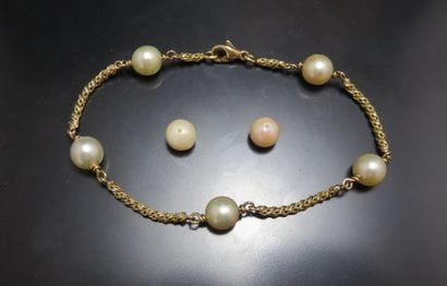 Bracelet en or 750‰ à maille corde, alternée...