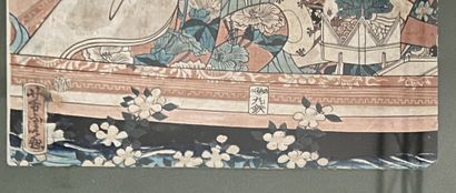 Lot de quatre estampes :
- FUSATANE (Japon,...