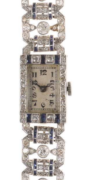 Montre-bracelet de dame en platine 850‰ et...