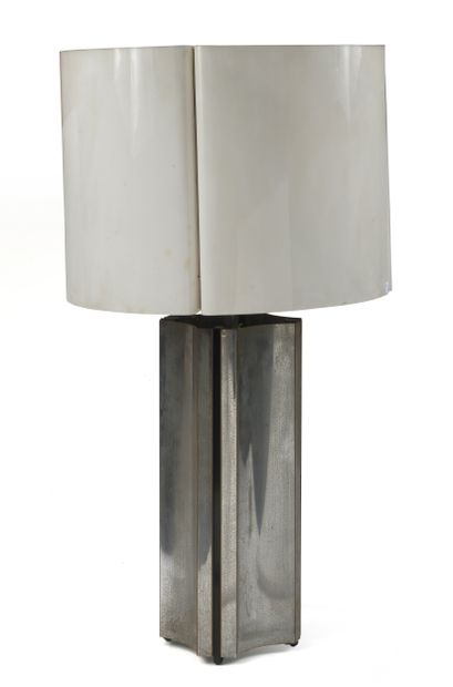 Design lamp with chrome-plated metal base,...