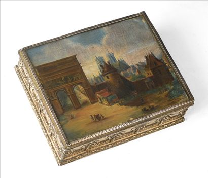 Boite rectangulaire en argent doré 800‰ à...