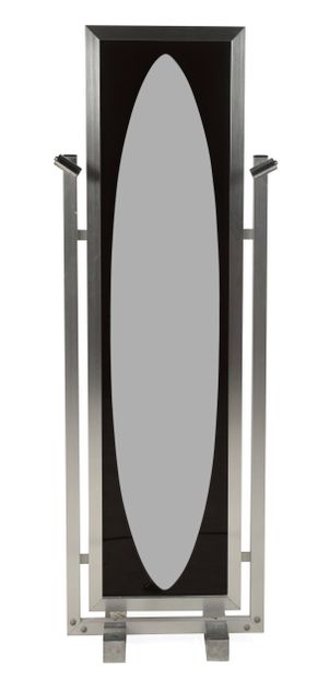 Rectangular mirror with brushed metal base,...