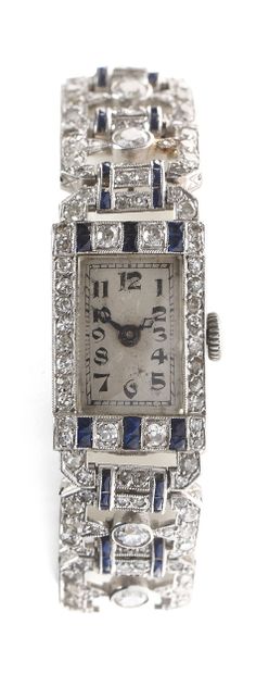 Montre-bracelet de dame en platine 850‰ et...