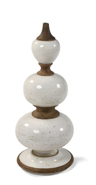 Large lamp in partially glazed stoneware...