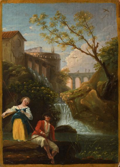 Ecole provençale du XVIIIe
Cascade avec couple...