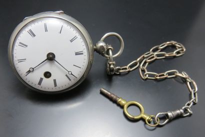Montre de gousset en argent 800‰, mouvement...