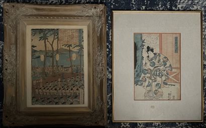 Ensemble de cinq estampes :
- KUNIYOSHI (Japon,...