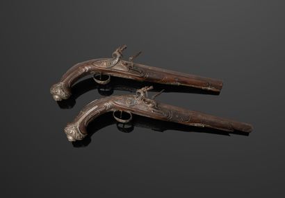 Paire de pistolets à silex d’officier, pour...