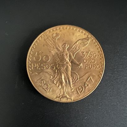 Une pièce de 50 pesos Mexique de 1947, en...