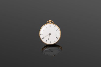 Montre de col en or 750‰, le dos émaillé...