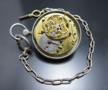 Montre de gousset en argent 800‰, mouvement...