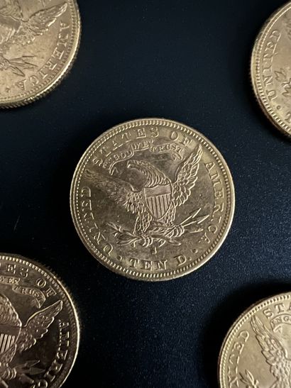 Lot de cinq pièces de 10$ Liberty Etats-Unis,...