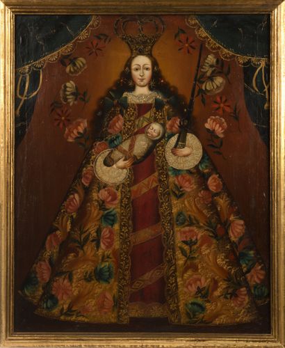 Ecole de Cuzco XIXe
Vierge à l'enfant
Huile...