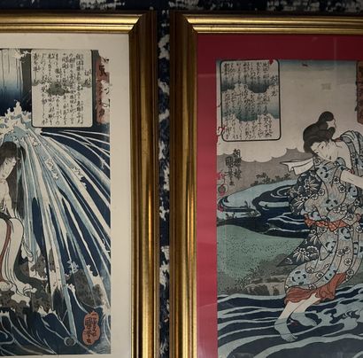 Ensemble de cinq estampes :
- KUNIYOSHI (Japon,...