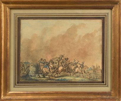 École flamande du XVIIIe
Scène de bataille,...