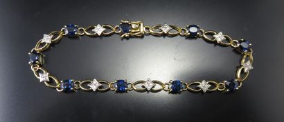 Bracelet saphirs et diamants en or 750‰,...