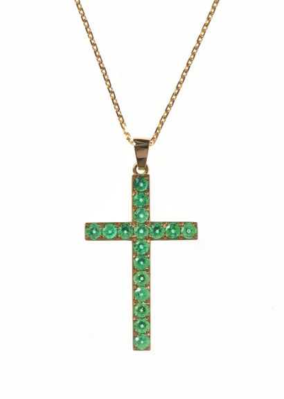 Pendentif croix en or 750‰, entièrement sertie...