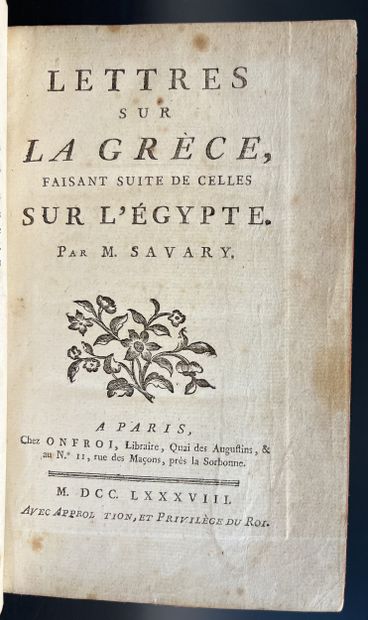 SAVARY (Claude). Lettres sur la Grèce, faisant...